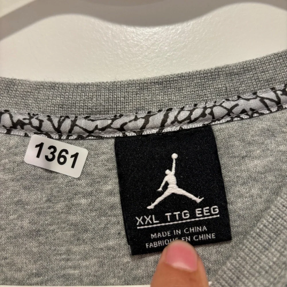 Jordan Jumpman Air Gray Crewneck Sweatshirt Mens XXL Raglan Pullover Logo